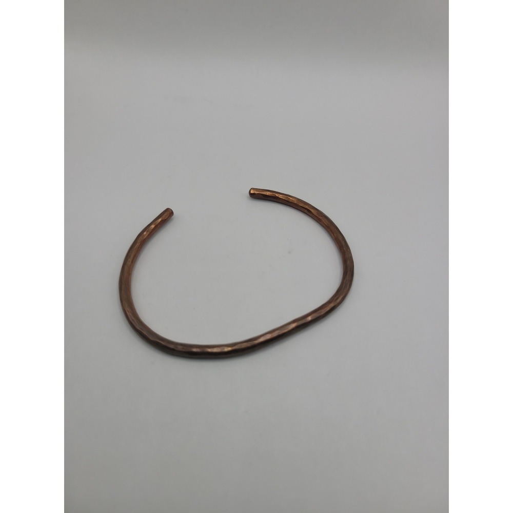 Hammered Copper Open Cuff Bracelet Artisan Style Minimalist Boho Statement Jewel
